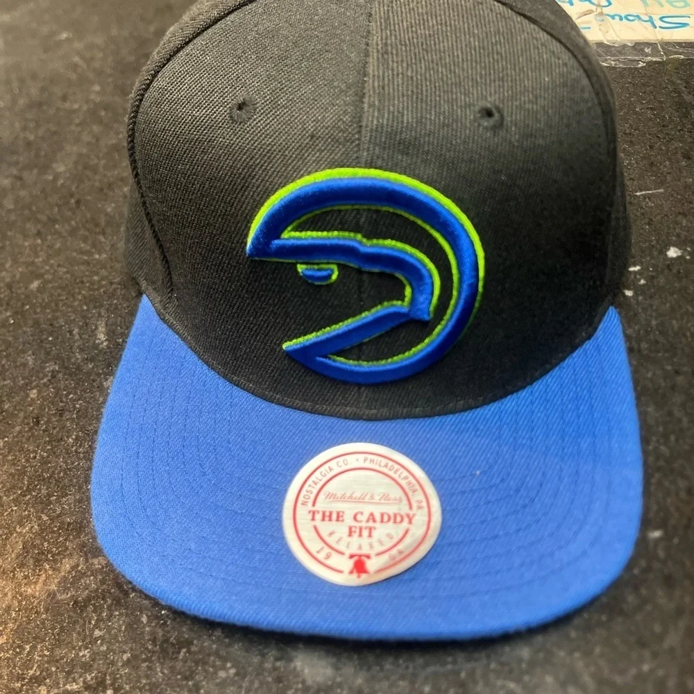 Mitchell & Ness Atlanta Hawks Reload 2.0 Snapback Cap Hat Black/Blue/Lime